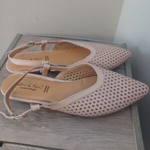 Antonio de Faria Leather Cut Out Flats Pale Pink Sz 8